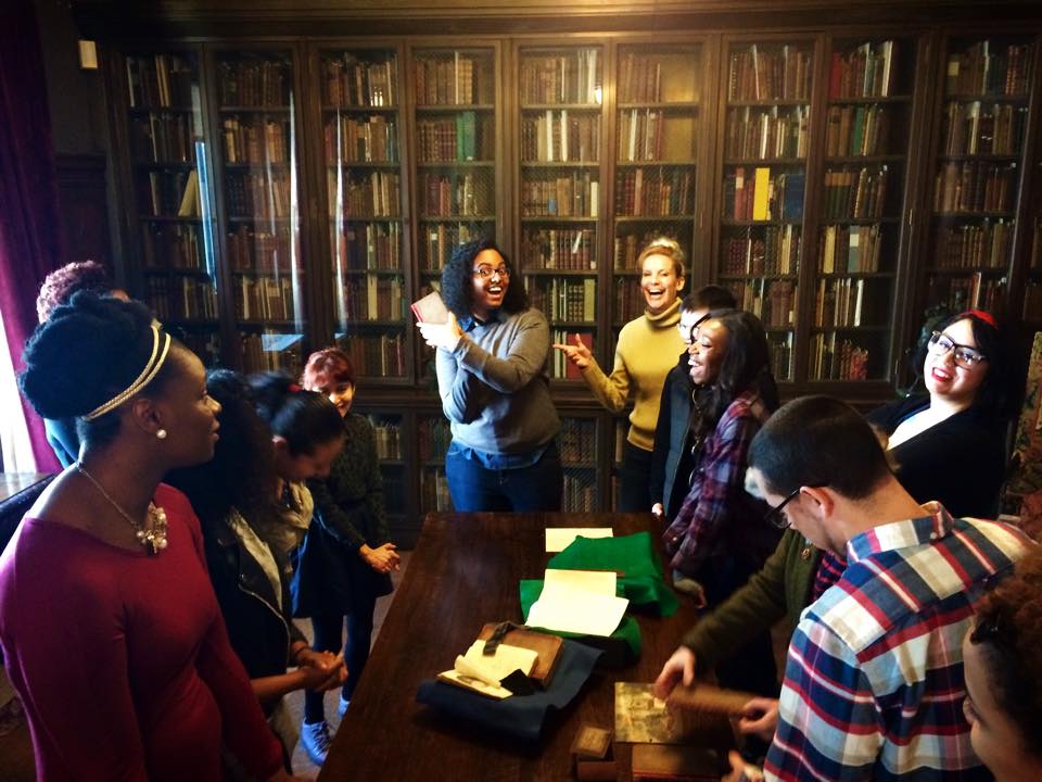 students on a field trip at a library
