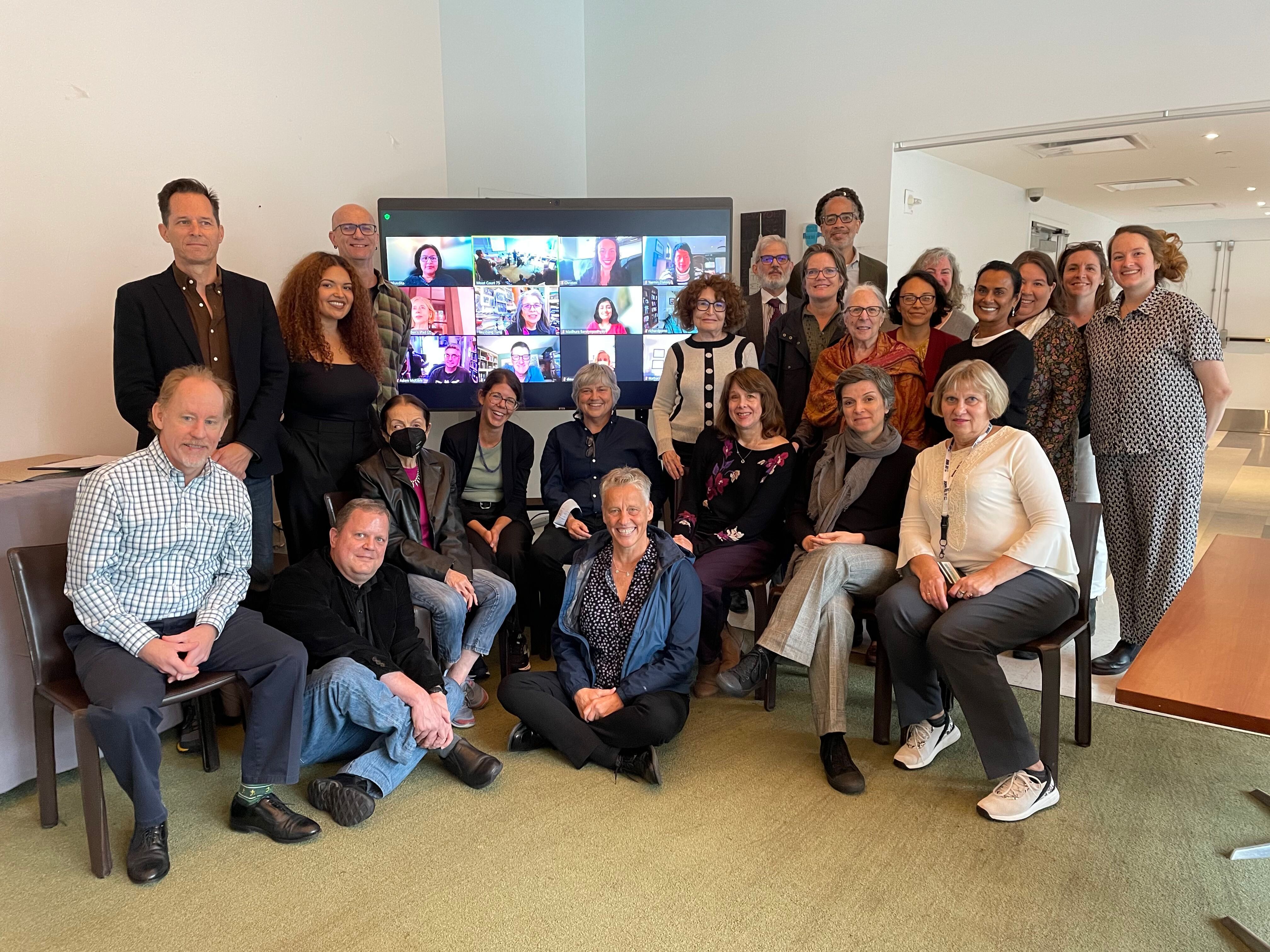 photo of English Department faculty in-person and on zoom